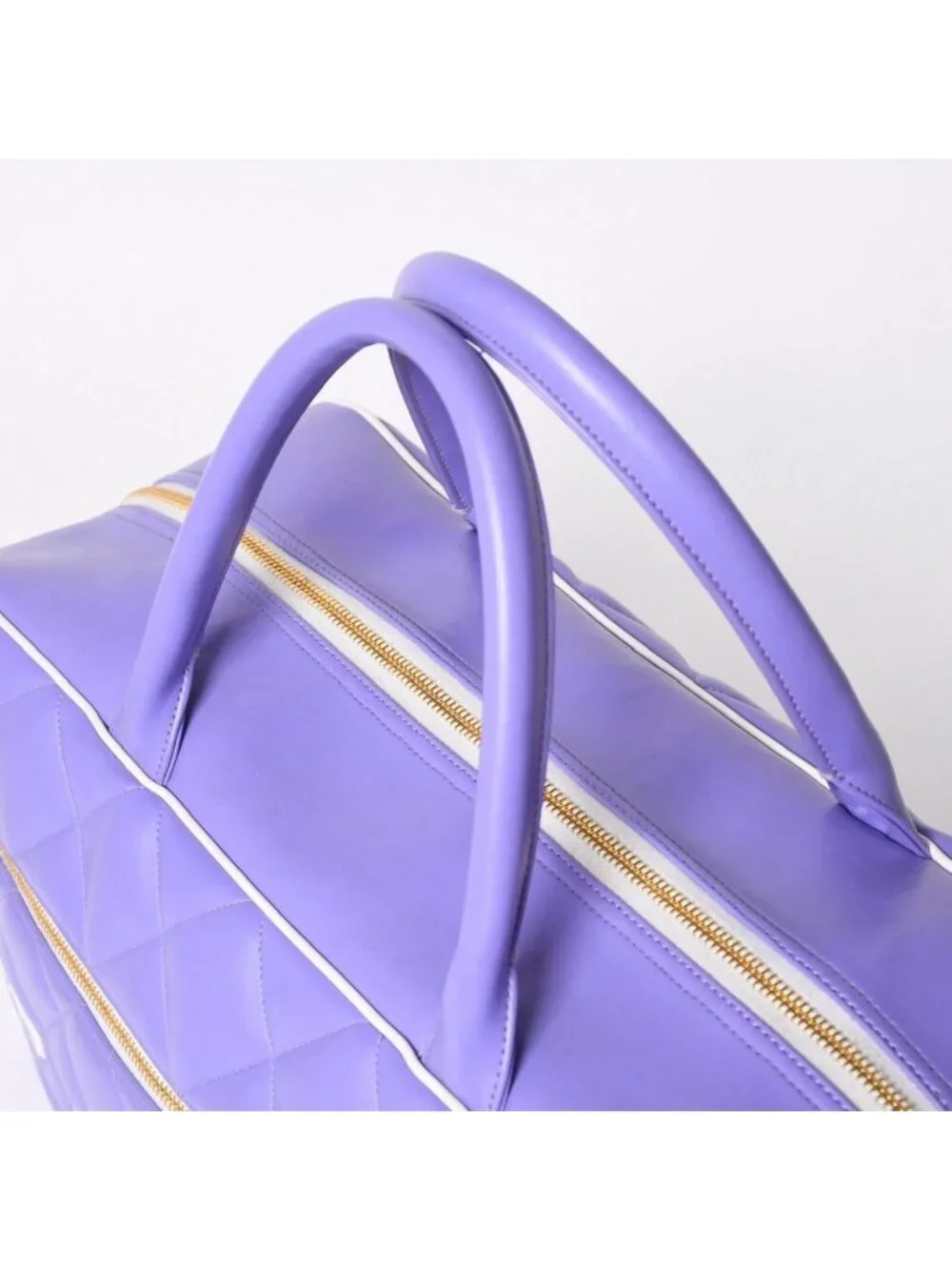 Chanel Boston Bag Sports Line Quilted Purple Gold